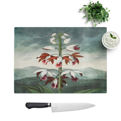 Tempered Glass Chinese Limodoron Plant Chopping Board