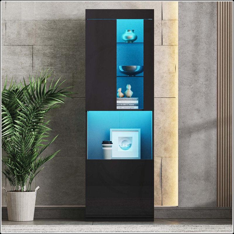 Armoire de rangement ultrabrillante avec lumières DEL, Noir