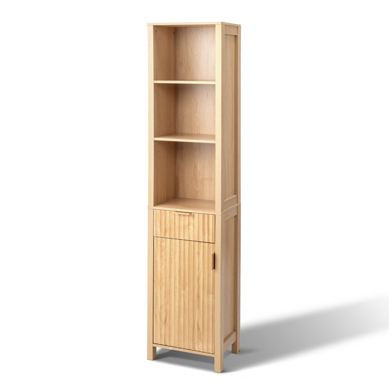 Bibliothèque sur pied en chêne avec tiroir et porte