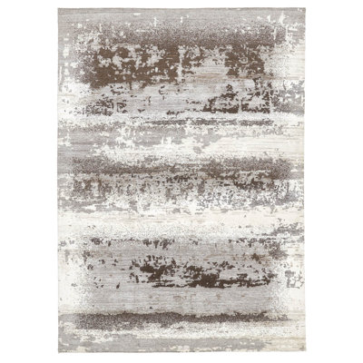 Gray Modern Wool Silk Blend Rug - 8'10" x 12'5"