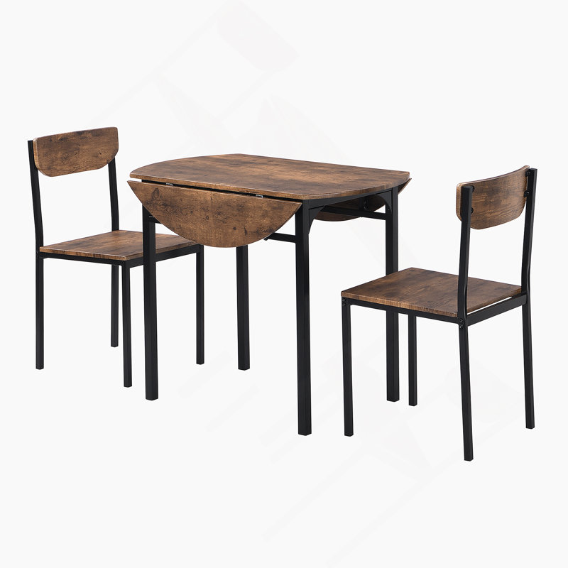 Ensemble de table de salle à manger 3 pièces avec abattant et 2 chaises, parfait pour les petits espaces, offrant fonctionnalité et style moderne