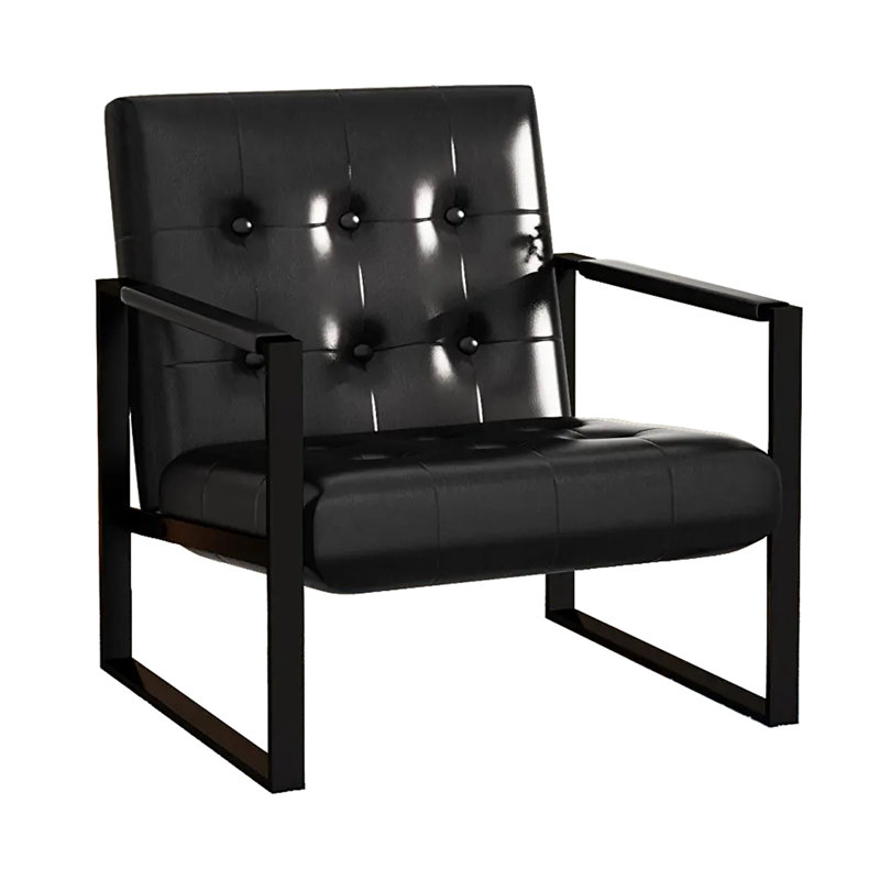 Zaen Faux Leather Armchair, Black Faux Leather