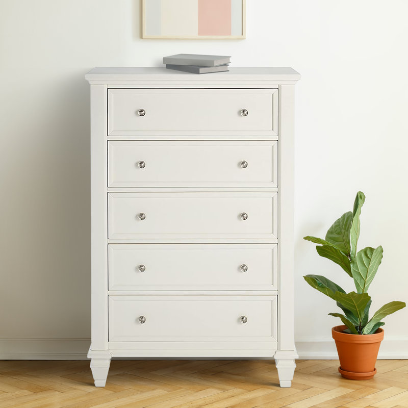 Commode 5 tiroirs l 36,25 po, Blanc
