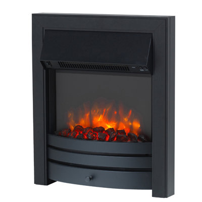 Meadow Inset Electric Fire, Black Trim, Coal Effect, LED Flame, Remote, Timer & 1-2kW Heat