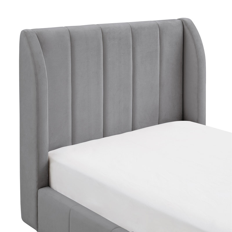 Lit plateforme rembourré Ricketts, Twin, Gris