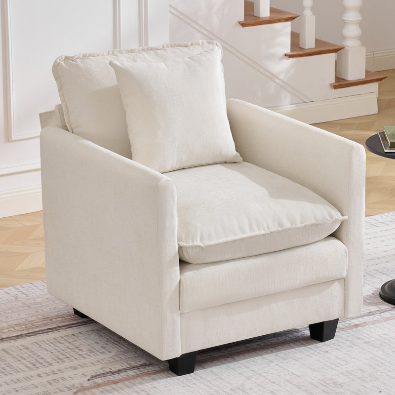 Chaise d'appoint moderne 1 place 29,5 po avec siège profond, coussin décoratif et revêtement en chenille douce 29,5 po Cloud