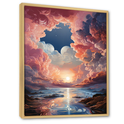 Nuage coucher de soleil à l'encre liquide, impression d'art mural nuages