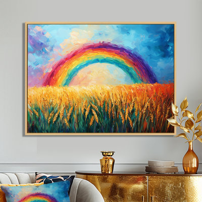 «Countryside Rainbow Over The Wheat Fields I» - art mural arc-en-ciel