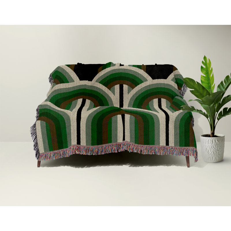 Jeté en mélange de coton Farni, L 80 po x l 60 po, Vert