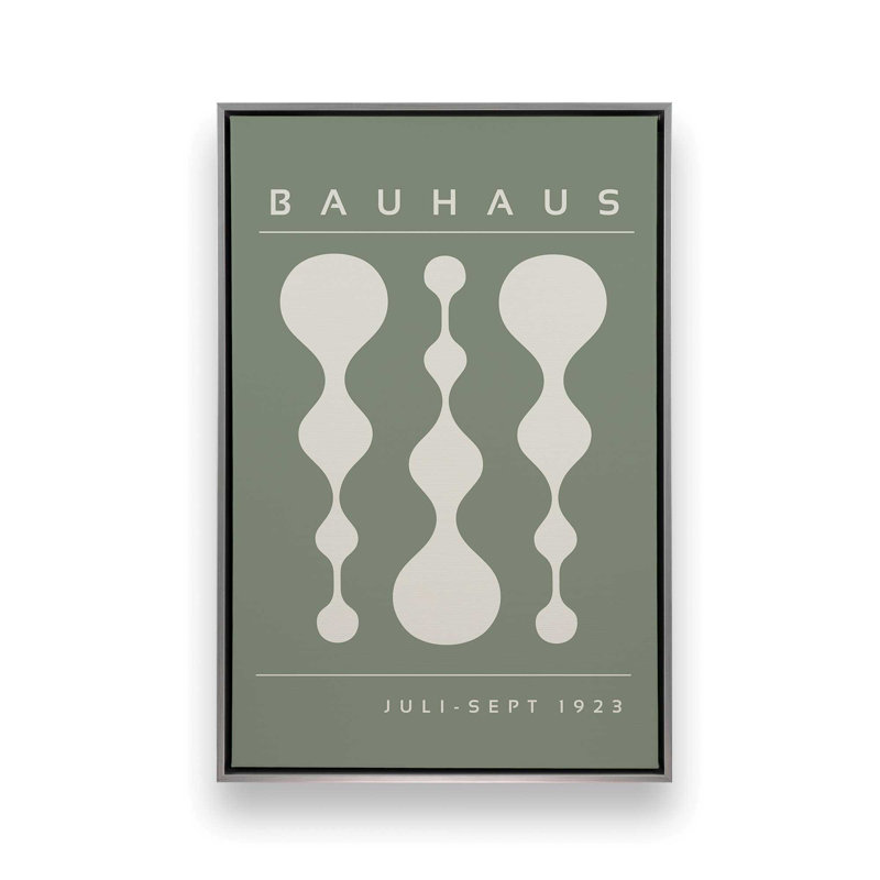 Affiche verte rétro Bauhaus II, H 18,75 po x l 12,75 po x P 1,75 po, Reproduction encadrée sans passe-partout, Chrome poli