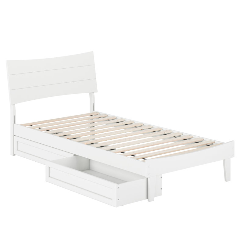 Phoenix Wood Platform Bed with Storage Drawers, Blanc, Twin XL