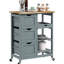 Chariot de garde-manger gris roulant avec tiroirs - plateau en bois, tablettes et plateau amovible pour l'organisation des repas