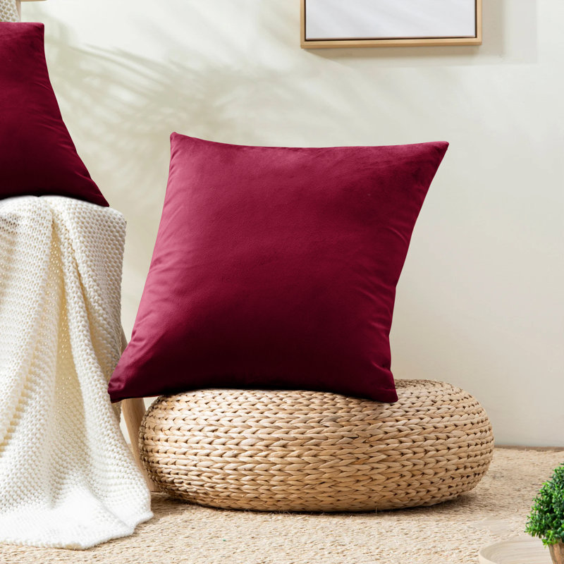 Crushed Velvet Scatter Cushion Cover Set, Burgundy