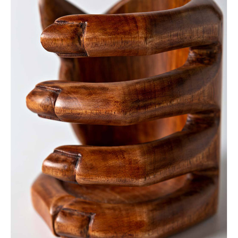 Artisan Carved Hand Wine Bottle Holder