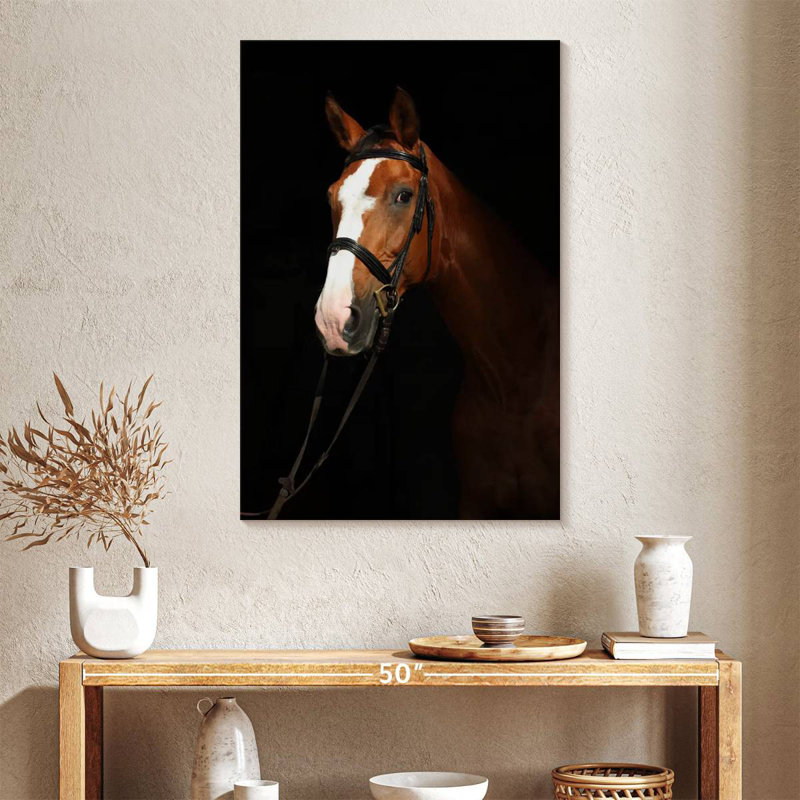 Cheval pur-sang Brampt dans le noir, H 24 po x l 16 po