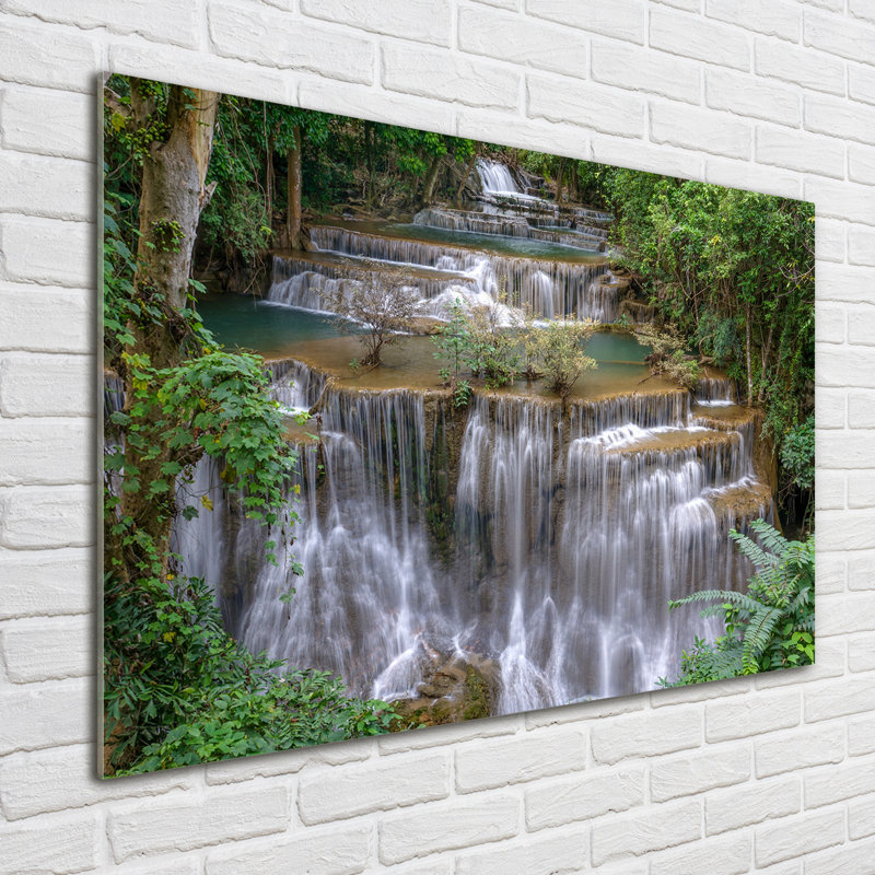 Waterfall In The Forest - No Frame Print on Glass