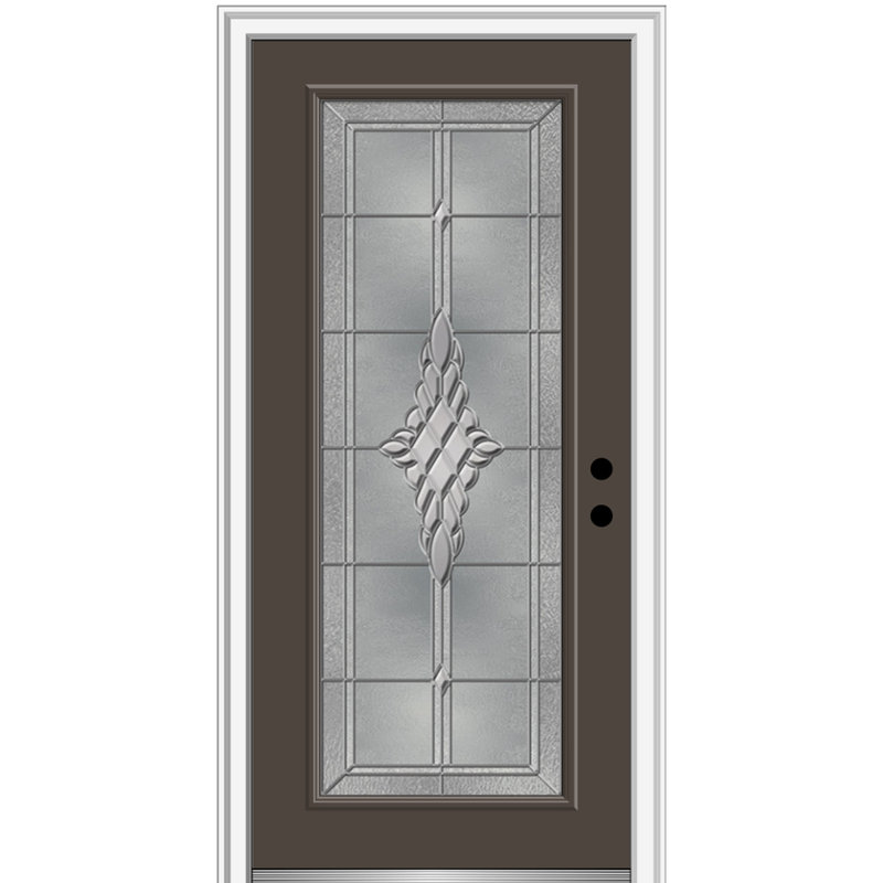 Porte d'entrée pré-suspendue en fibre de verre Grace sur les deux côtés Grace, Brun, H 80 po x l 36 po x P 1,75po