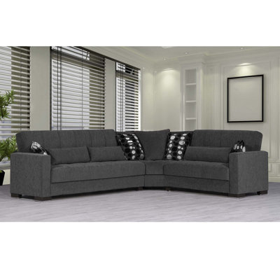 PrimeNest NimbusFlow Collection Upholstered Convertible Sectional with Storage