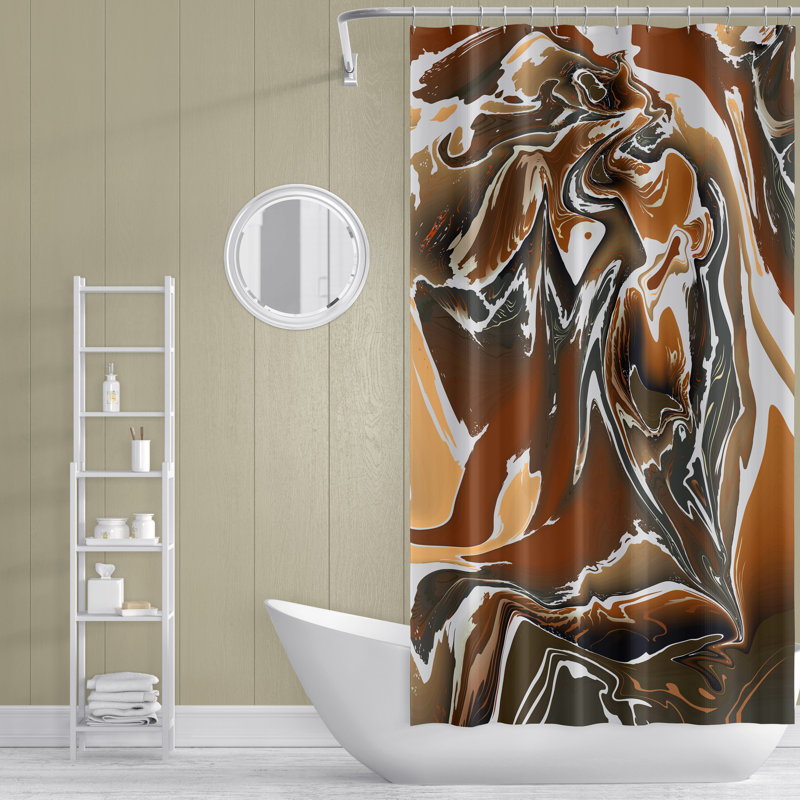 Rideau de douche gris et bleu à motif de losanges, Brun, H 83 po x l 70 po