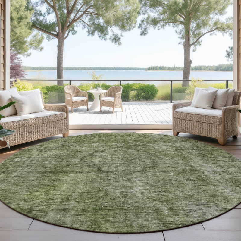 Emberith Green Washable Indoor-Outdoor Rug - LOOMLAN, 2'3" x 7'6"