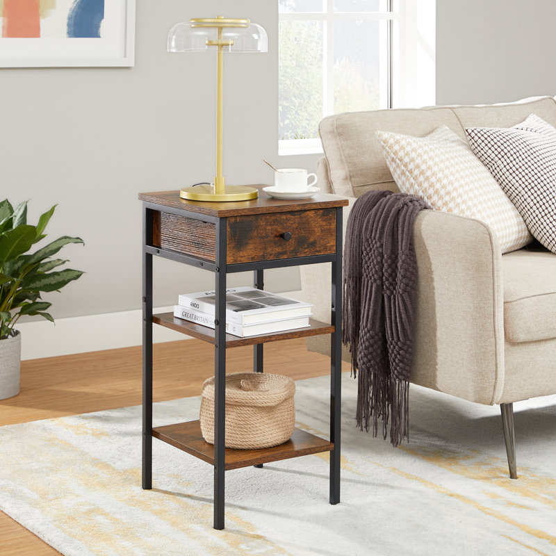 Mae 35cm W Particle Board / Chipboard Bedside Table, Brown/Black