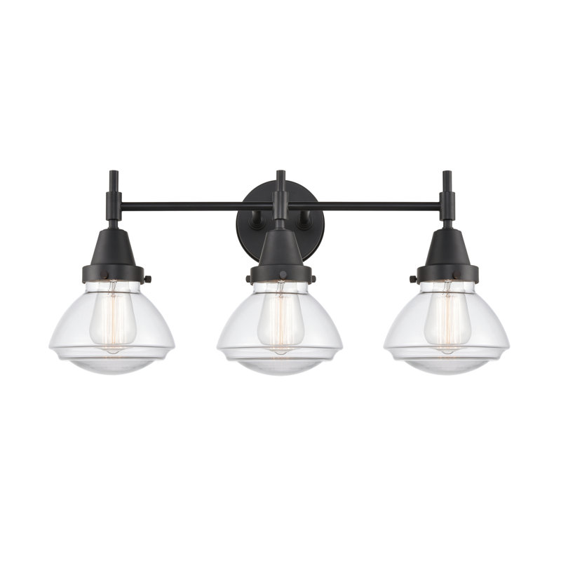 Éclairage pour meuble-lavabo à 3 lumières à intensité variable Gayle, Transparent, Noir mat, Ampoule non incluse