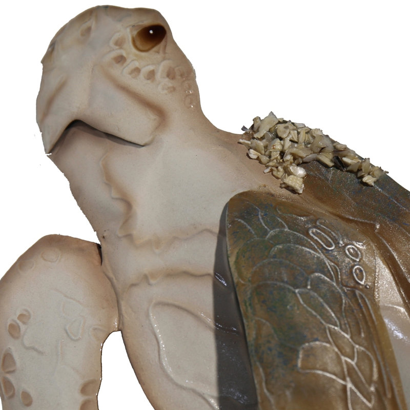 Centre de table en métal et tortue de plage Capiz 13,5 x 13,5 po