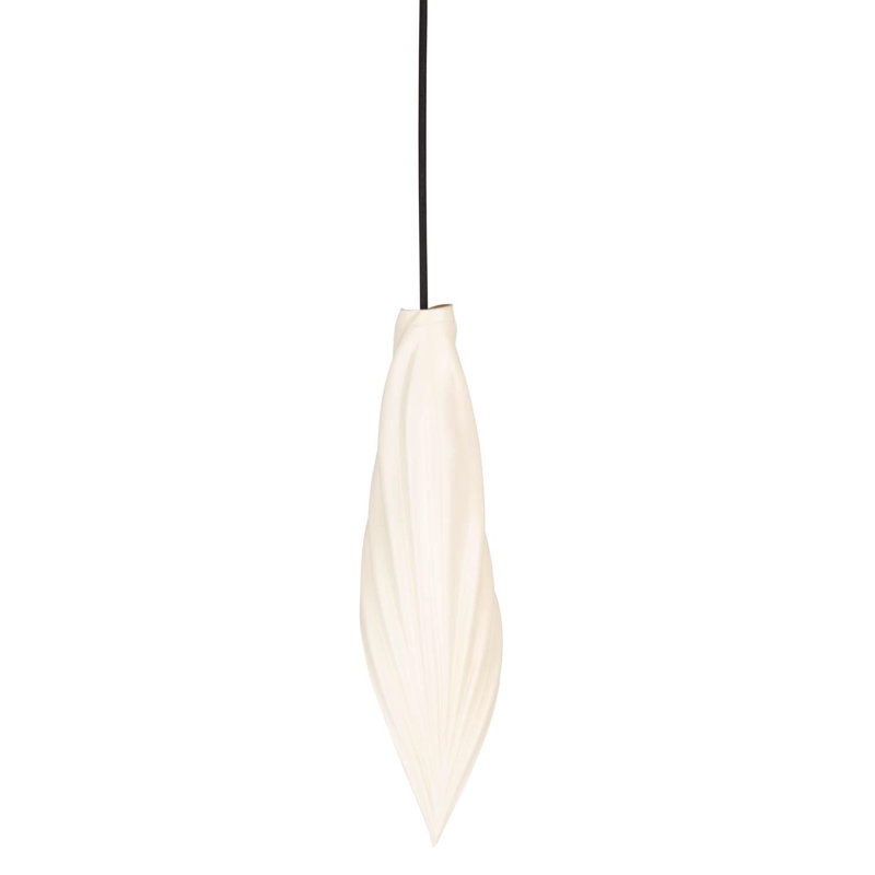 Xavier Clarisse Medium Embossed Leather Pendant Light, 18'' H x 5.5'' W x 5.5'' D, Bone