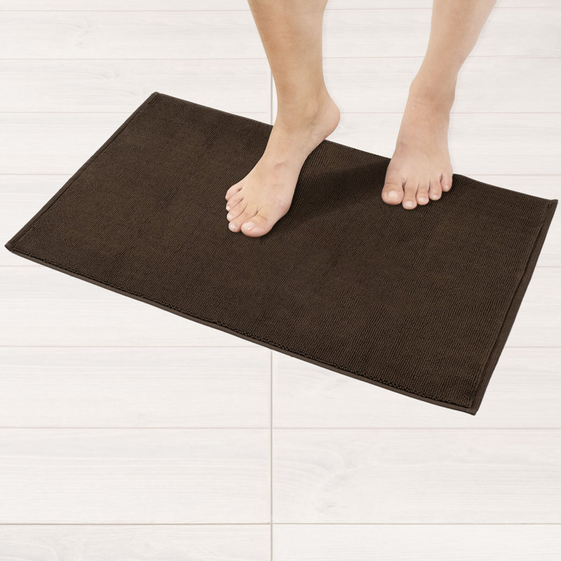 Chemung 100% Cotton Non-Slip Bath Rug, 24" L x 17" W, Brown