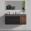 Meuble-lavabo mural 48 po avec lavabo et tiroirs noirs doux pour salle de bain moderne, sans drain ni robinet, pré-assemblé
