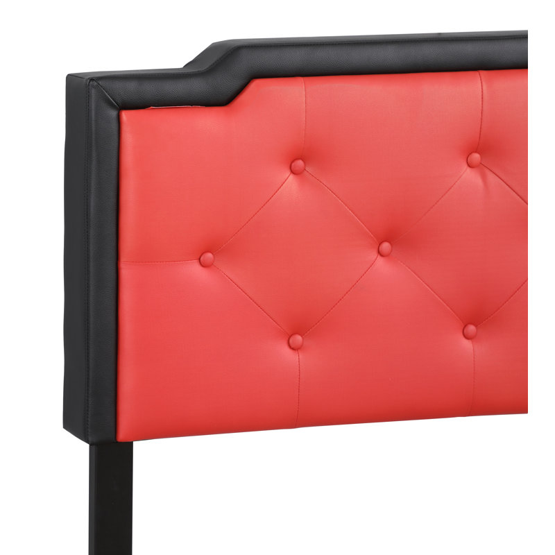 Upholstered Panel Bed, King, Black/Red