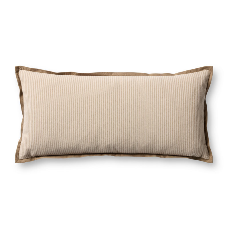 Jeremiah Brent x Loloi Sullivan Accent Pillow, Rectangular 27"H x 12"W, Natural / Brown, Down / Feather