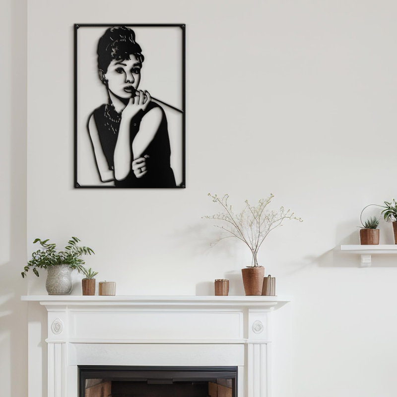 Décoration murale en métal, H 30 po x l 20 po x P 0,05 po, Noir