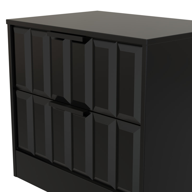 Besian 58cm W Manufactured Wood Bedside Table, Deep Black/Black Matt
