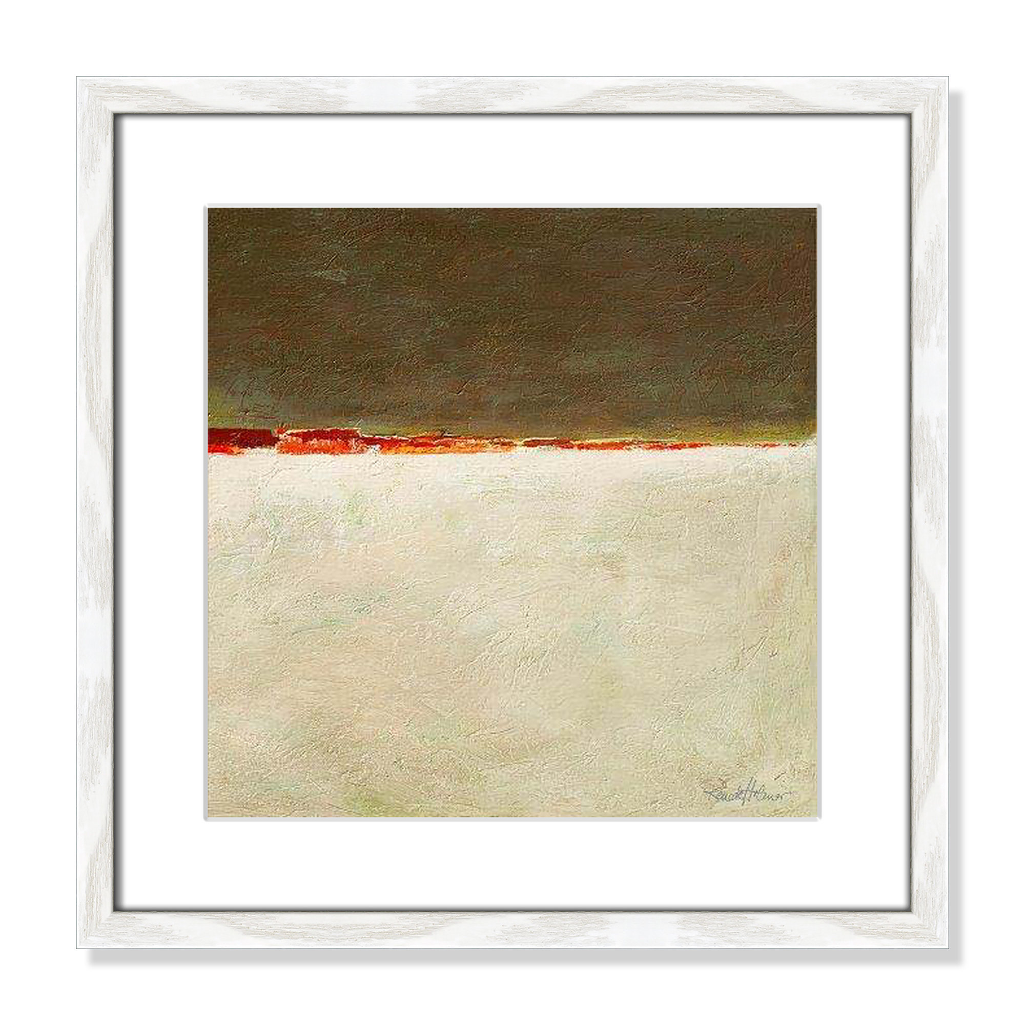 Orange Horizon I by Renate Holzner - Print, White Framed, 17" H x 17" W x 0.75" D
