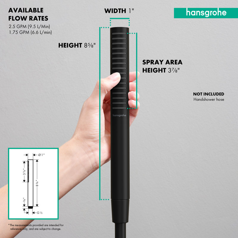 Douchette à 1 main 105 pulsation hansgrohe, Noir mat, 2,5 gallons par minute