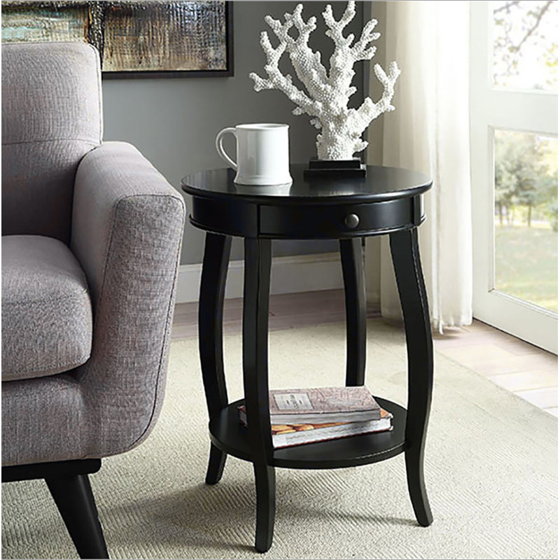 Black End Table with 1-Drawer