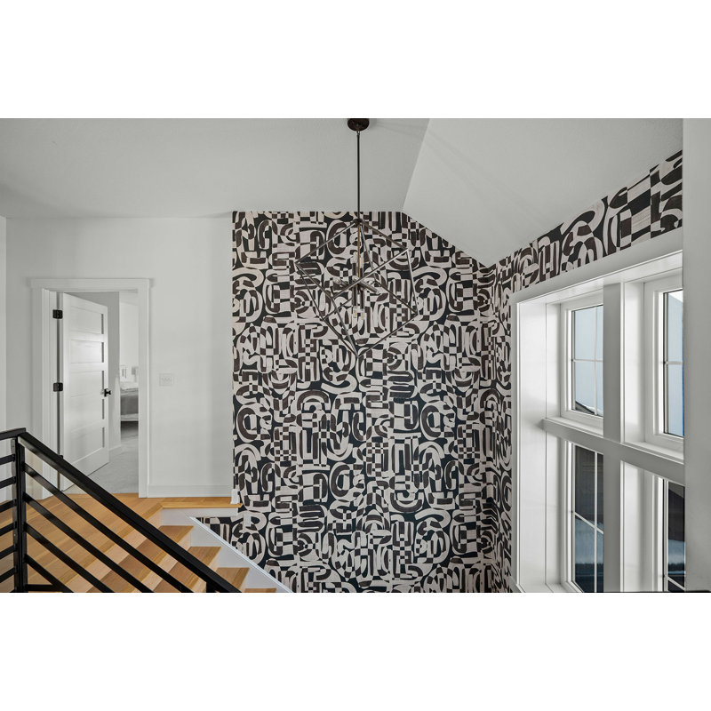 Abstract Wallpaper, 24' L x 36" W, Black/White
