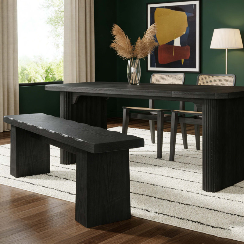 Wooden Entryway Dining Table Bench End of Bed Bench, Black