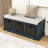 Rustic Storage Bench with 3 Rattan Baskets and Removable Cushion-1193220104