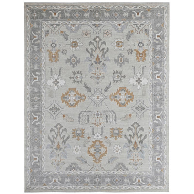 High-Quality Hand-Knotted Beige And Grey Area Rug