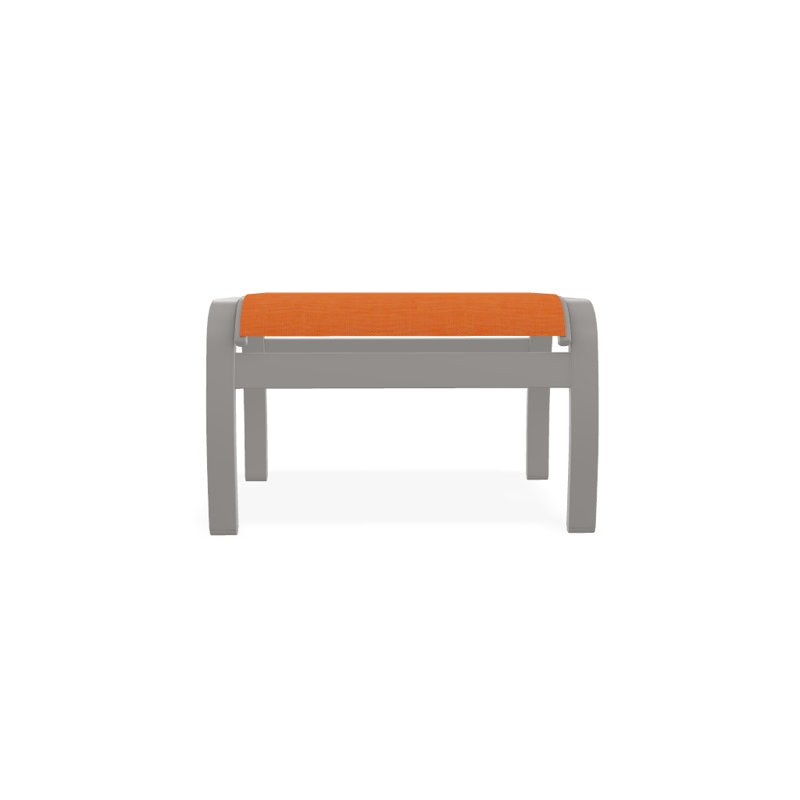 Repose-pieds d'extérieur avec coussin Askar, Gris chaleureux texturé, Toile Sunbrella® tangerine