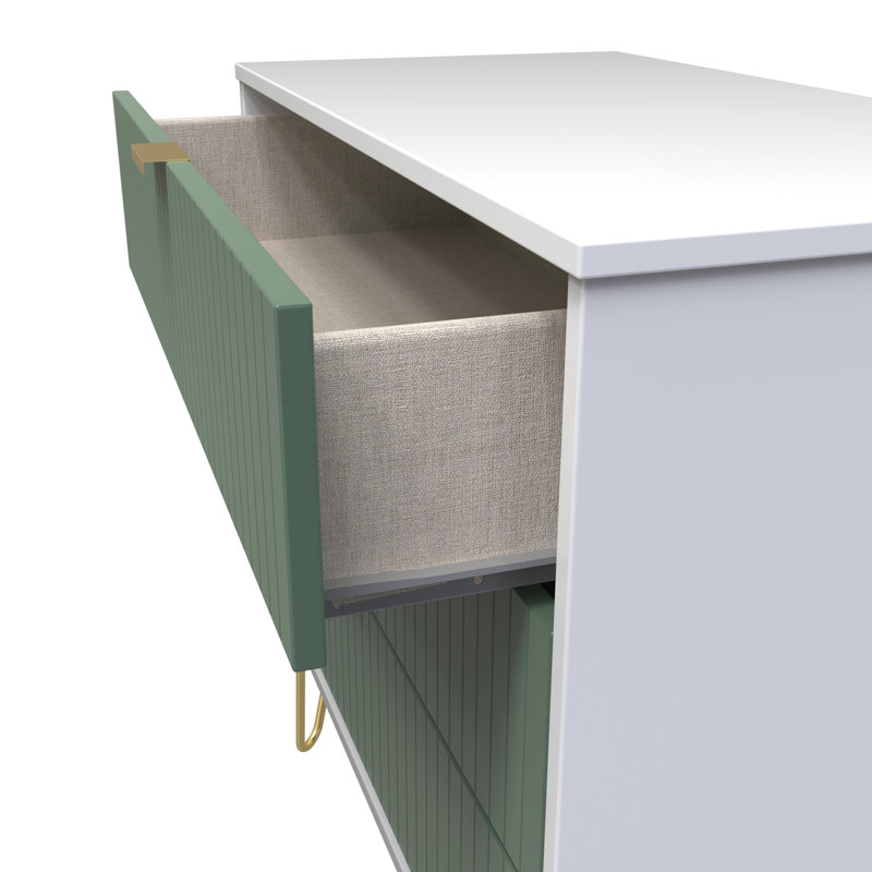Fully Assembled Aldin 3 - Drawer Chest of Drawers, Labrador Green/White