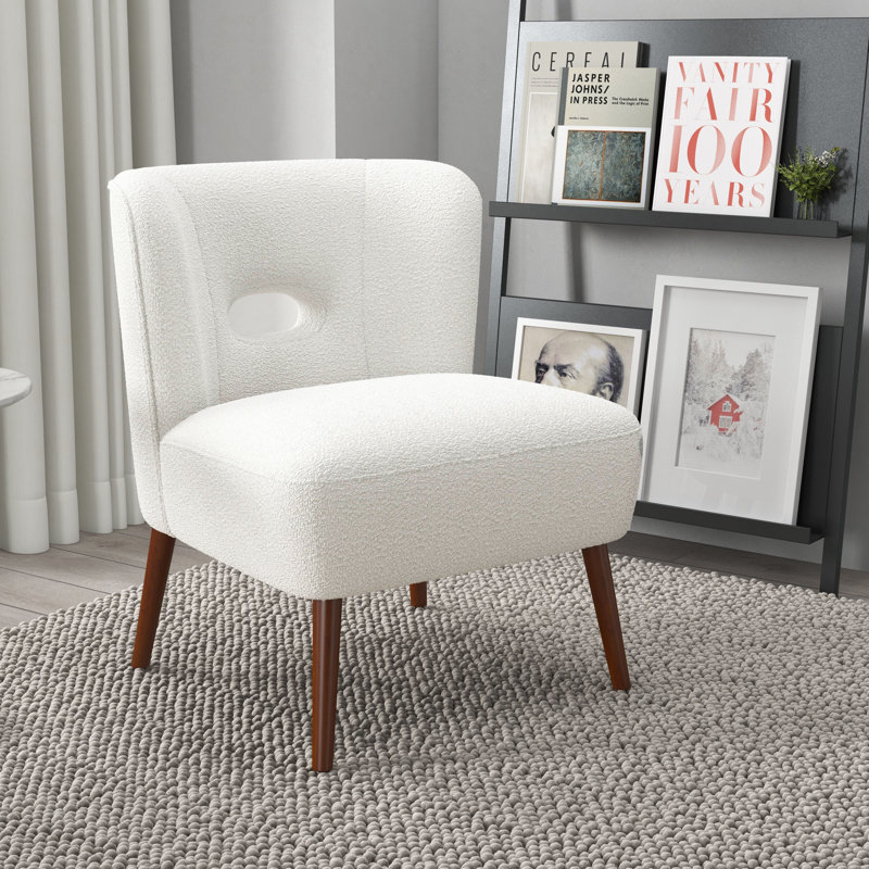 Chaise d'appoint rembourrée avec dossier découpé Crispino, Chenille beige