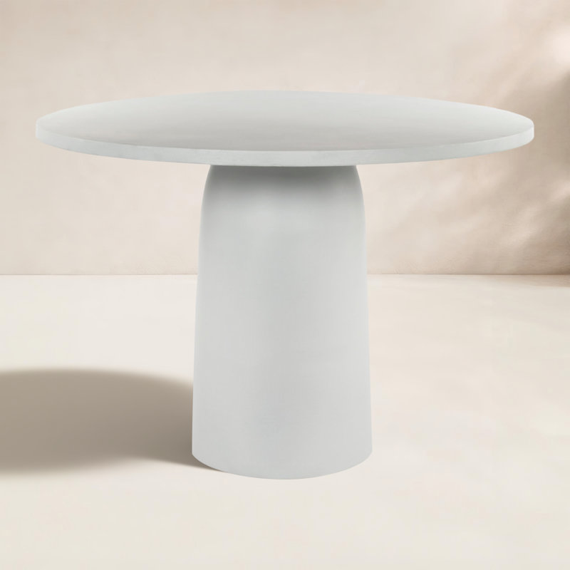 Basil Outdoor Round Dining Table, Matte White