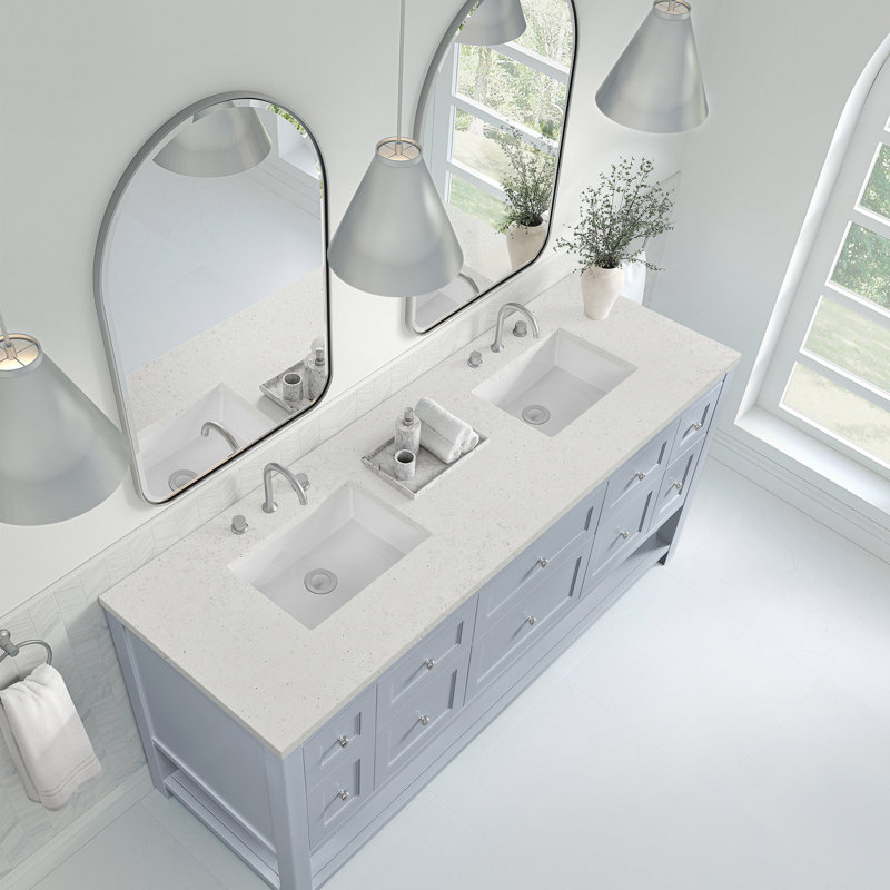 Breckenridge 72'' Double Bathroom Vanity with Top, Lime Delight, 8" Widespread, Serenity Blue