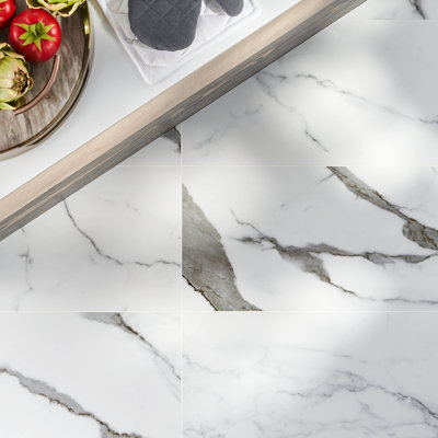 Saroshi 11.81 in. x 23.62 in. Matte Porcelain Marble Look Floor and Wall Tile (15.5 Sq. Ft. / Case)