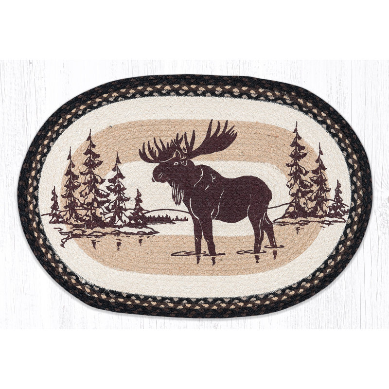  Welcome Dog Oval Patch Tread Rug 30" H Wool Blend, Rustic Entry Accent with Hand-Stitched Canine Design, Welcome Dog