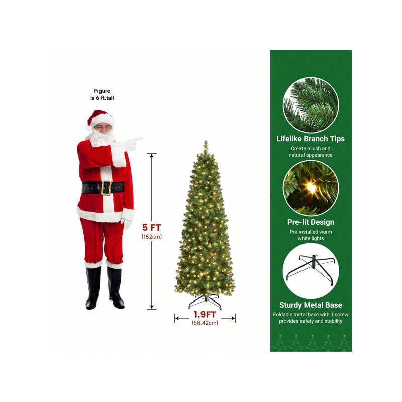 Lighted Artificial Christmas Tree, 4.99' H