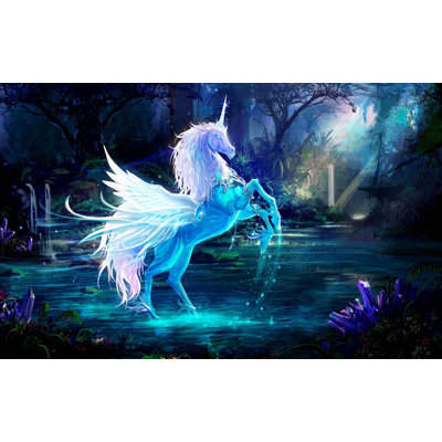 Murale pelez et collez de qualité supérieure - Mystic Unicorn Forest